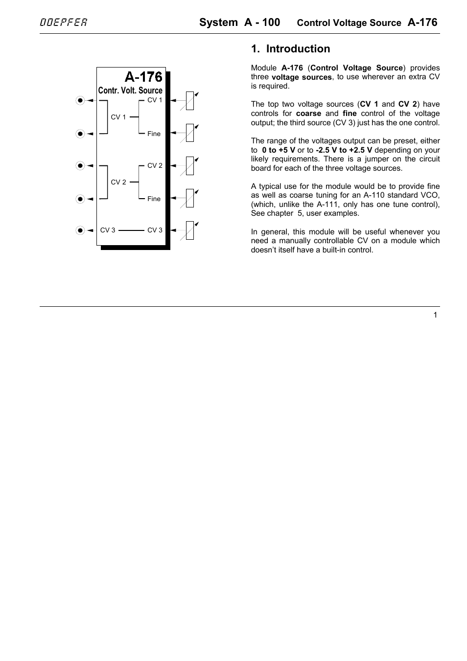 System a - 100, A-176, Introduction | Doepfer | Doepfer A-100(~ 40 MB) User Manual | Page 599 / 744