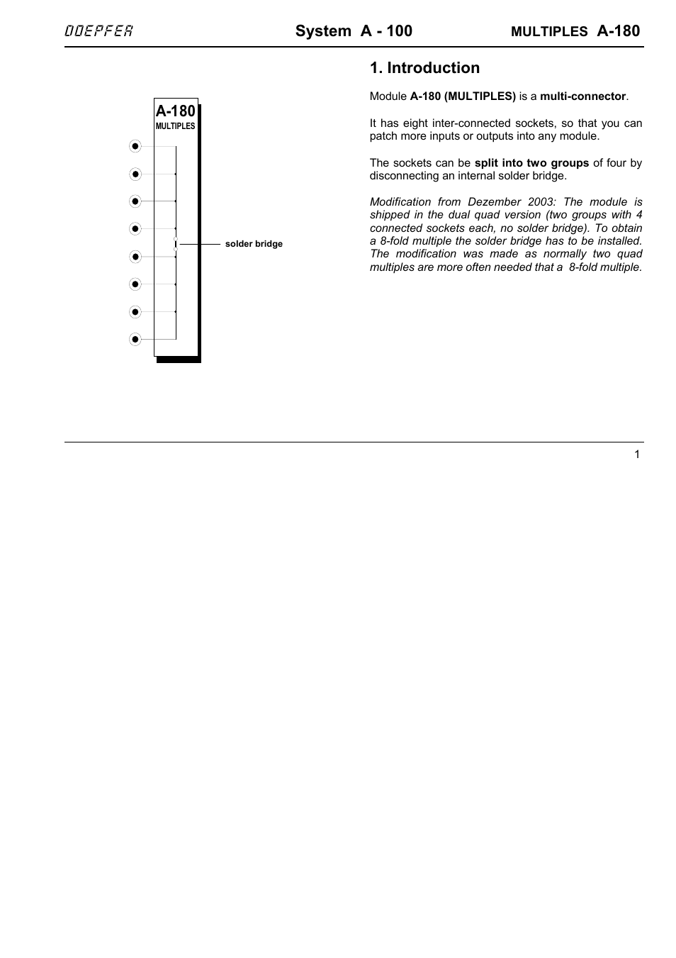 System a - 100, A-180, Introduction | Doepfer | Doepfer A-100(~ 40 MB) User Manual | Page 613 / 744