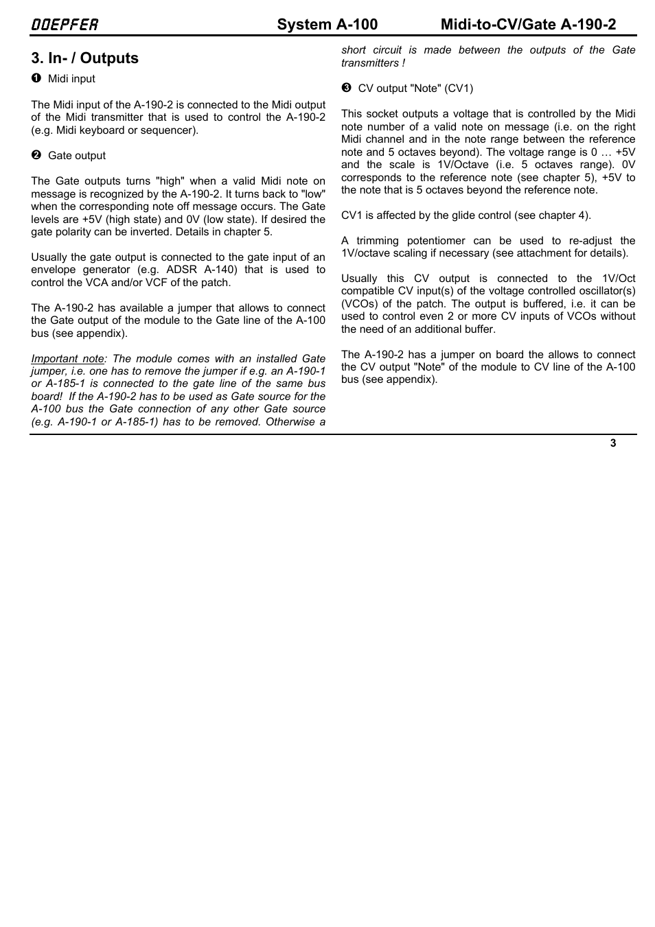 Doepfer, In- / outputs | Doepfer A-100(~ 40 MB) User Manual | Page 679 / 744