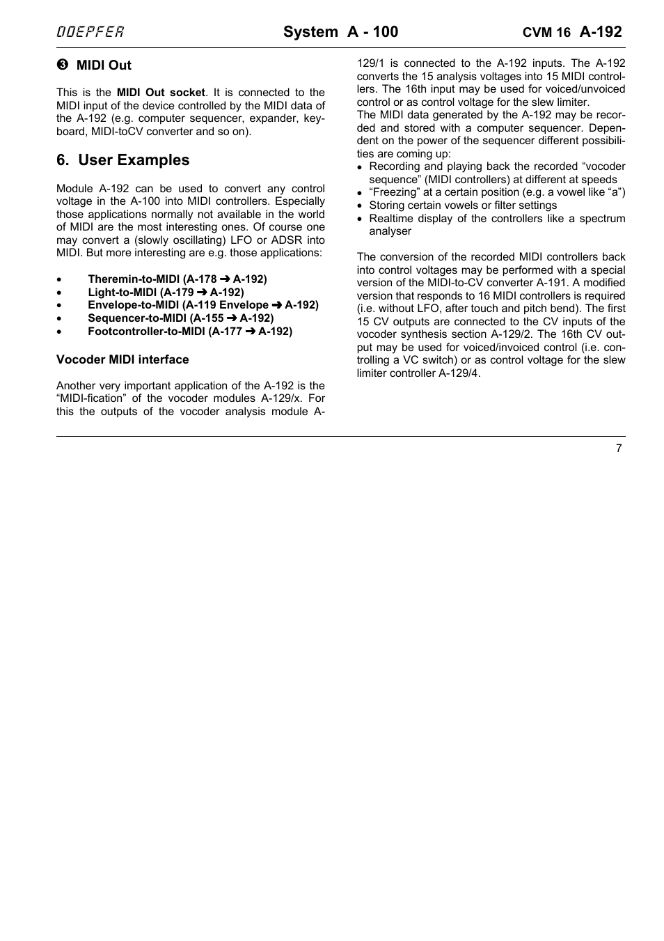 System a - 100, A-192, User examples | Doepfer | Doepfer A-100(~ 40 MB) User Manual | Page 717 / 744