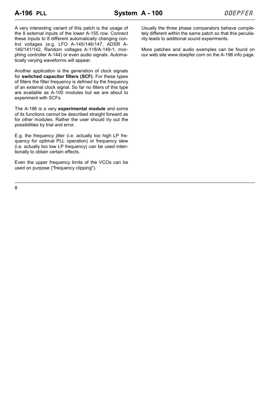 A-196, System a - 100, Doepfer | Doepfer A-100(~ 40 MB) User Manual | Page 728 / 744