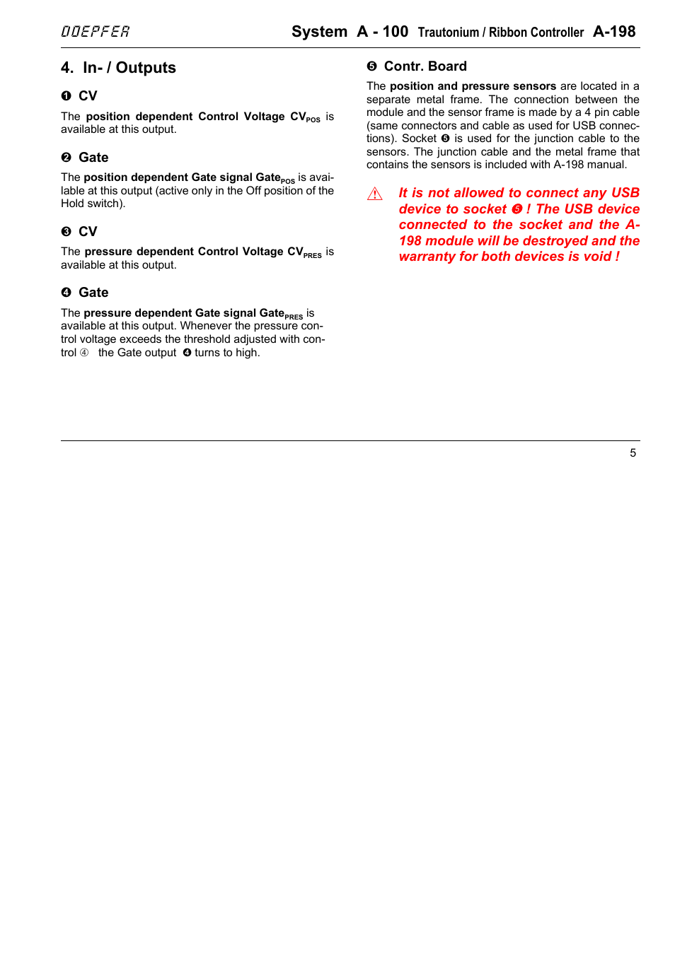 System a - 100, A-198, In- / outputs | Doepfer | Doepfer A-100(~ 40 MB) User Manual | Page 733 / 744