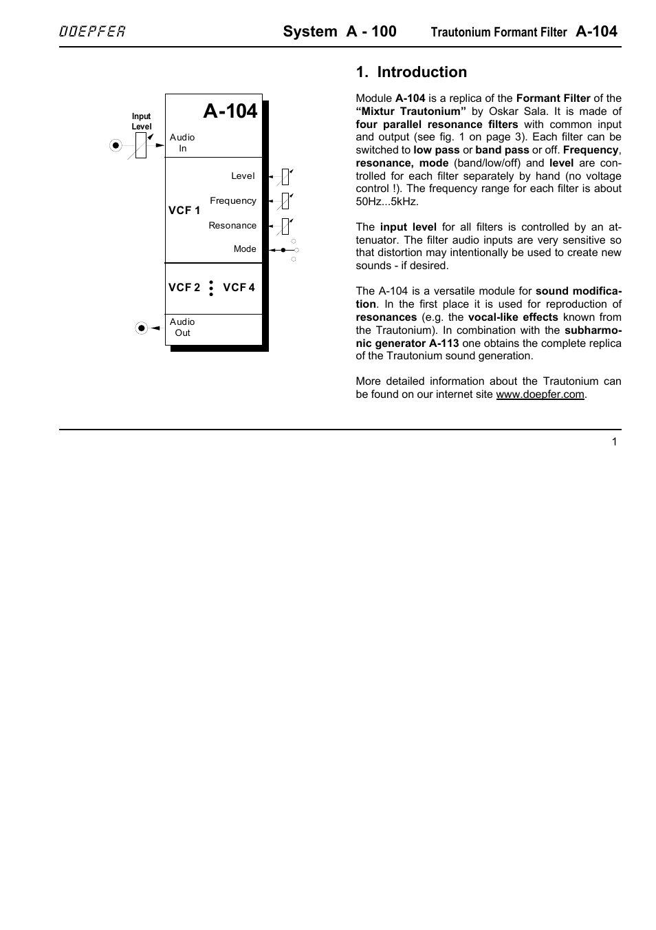 System a - 100, A-104, Introduction | Doepfer | Doepfer A-100(~ 40 MB) User Manual | Page 85 / 744