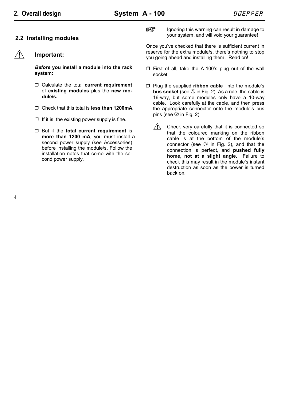 Overall design system a - 100, Doepfer | Doepfer A-100NT5 +5V Power Supply User Manual | Page 10 / 46