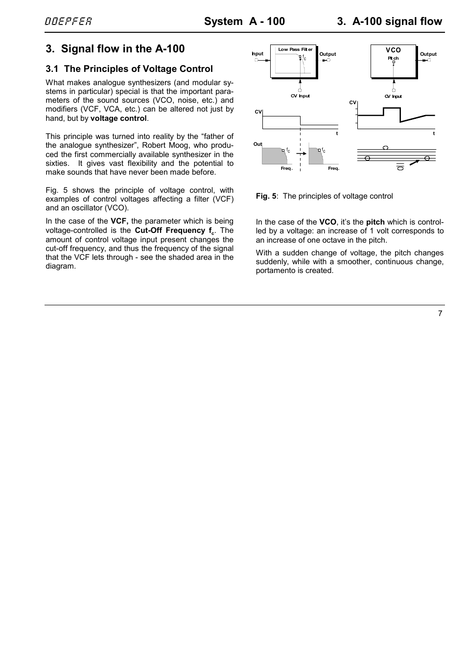 Signal flow in the a-100, Doepfer, 1 the principles of voltage control | Doepfer A-100NT5 +5V Power Supply User Manual | Page 13 / 46