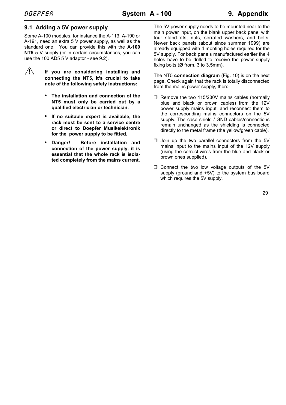 System a - 100 9. appendix, Doepfer | Doepfer A-100NT5 +5V Power Supply User Manual | Page 39 / 46