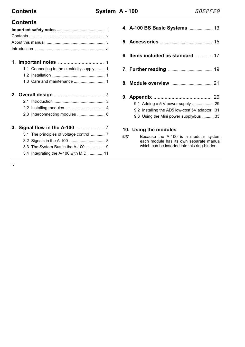 Doepfer A-100NT5 +5V Power Supply User Manual | Page 4 / 46