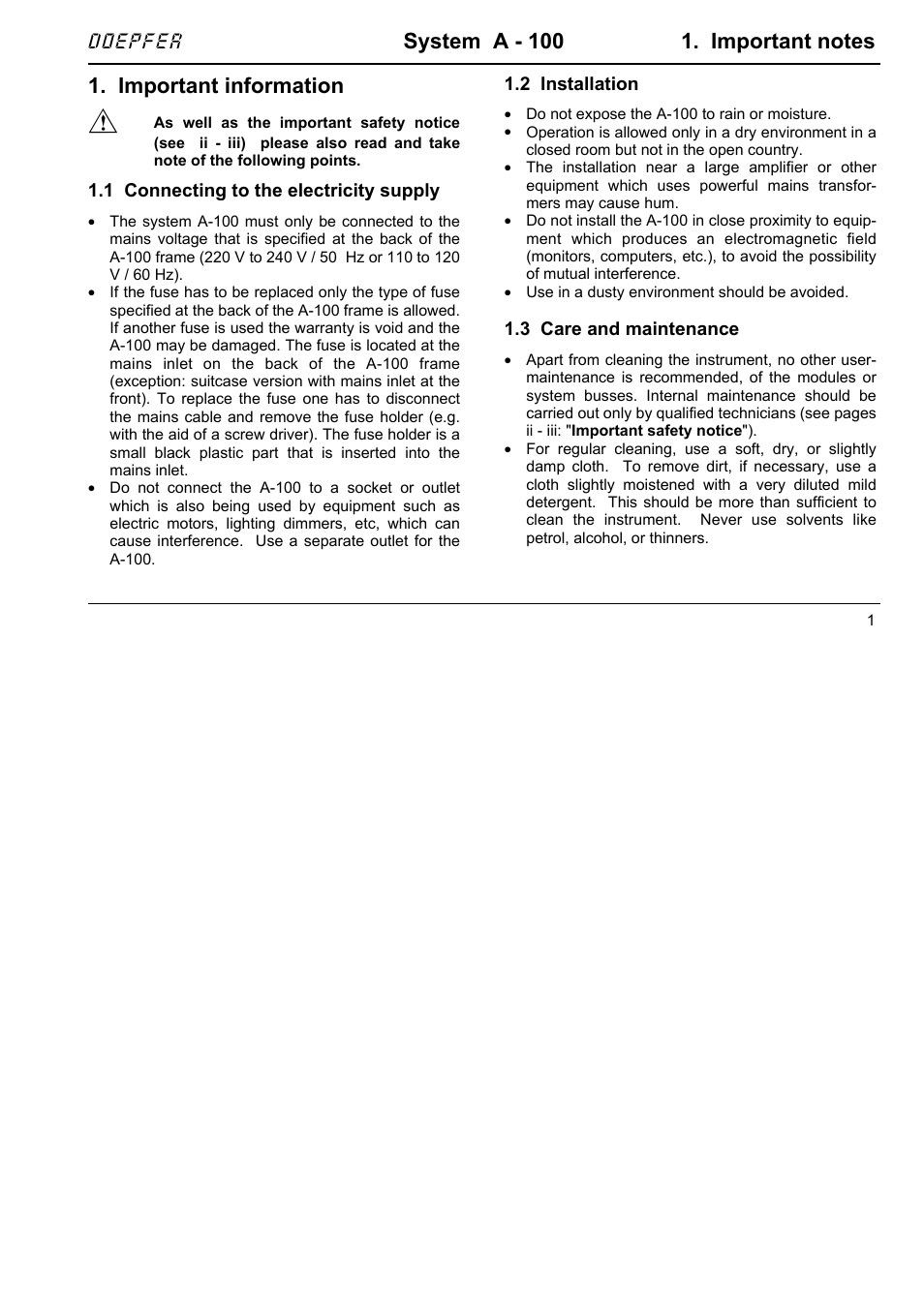 Important information, Doepfer | Doepfer A-100NT5 +5V Power Supply User Manual | Page 7 / 46