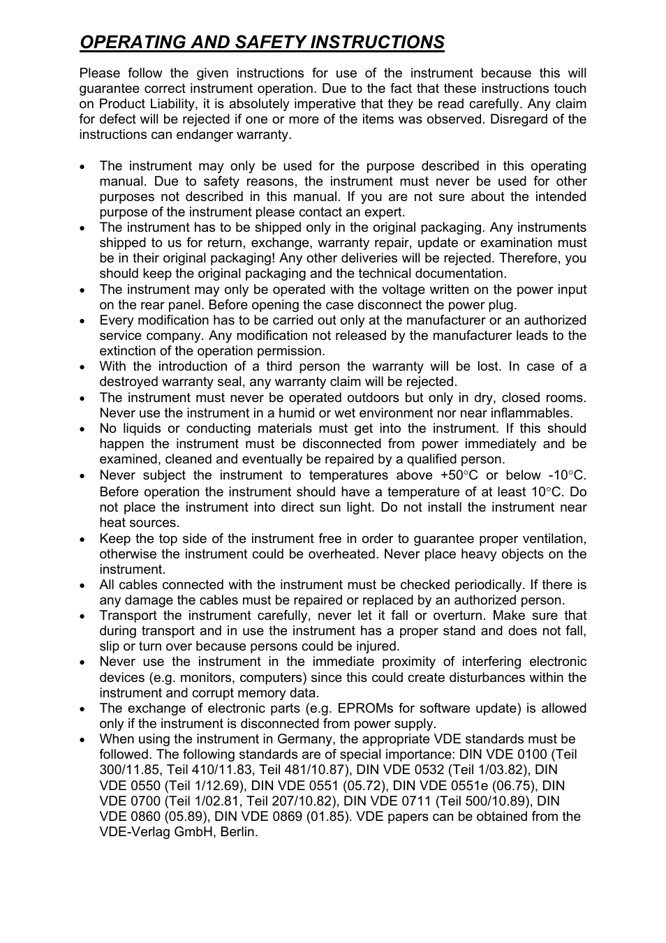 Operating and safety instructions | Doepfer A-100CGK CV/Gate keyboard User Manual | Page 2 / 12