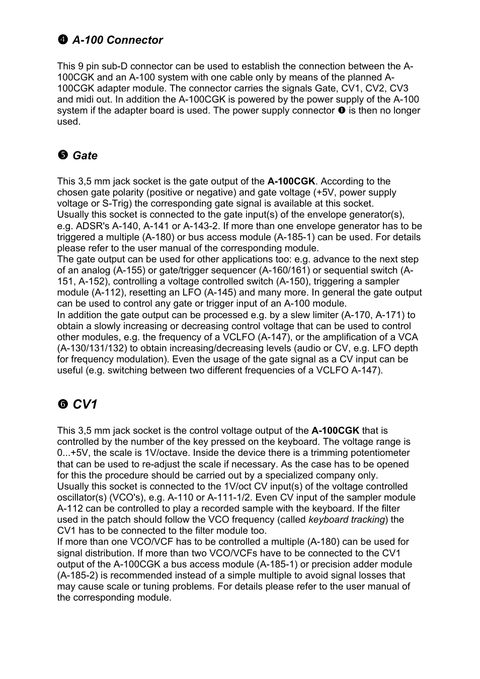 Doepfer A-100CGK CV/Gate keyboard User Manual | Page 6 / 12