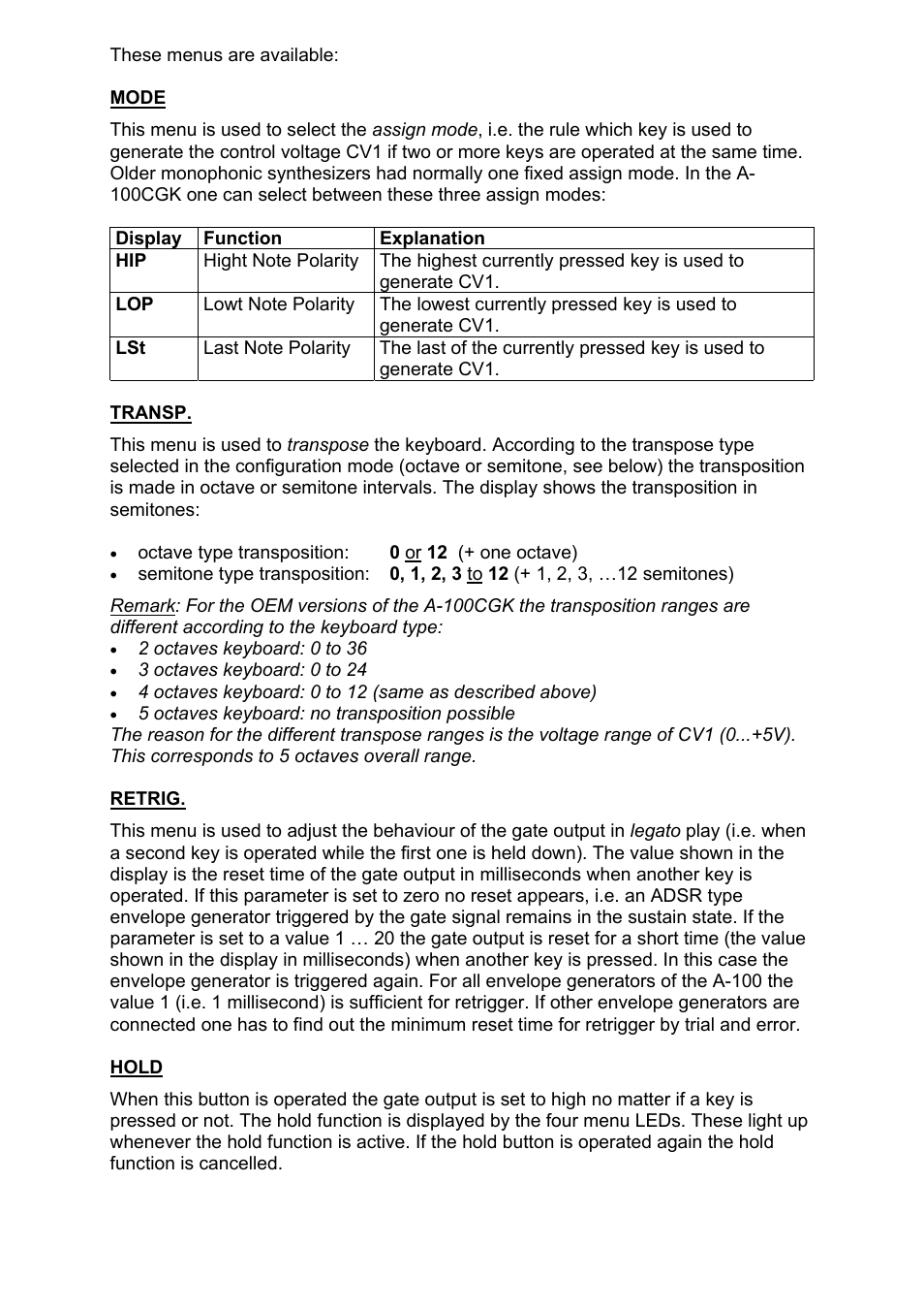 Doepfer A-100CGK CV/Gate keyboard User Manual | Page 9 / 12