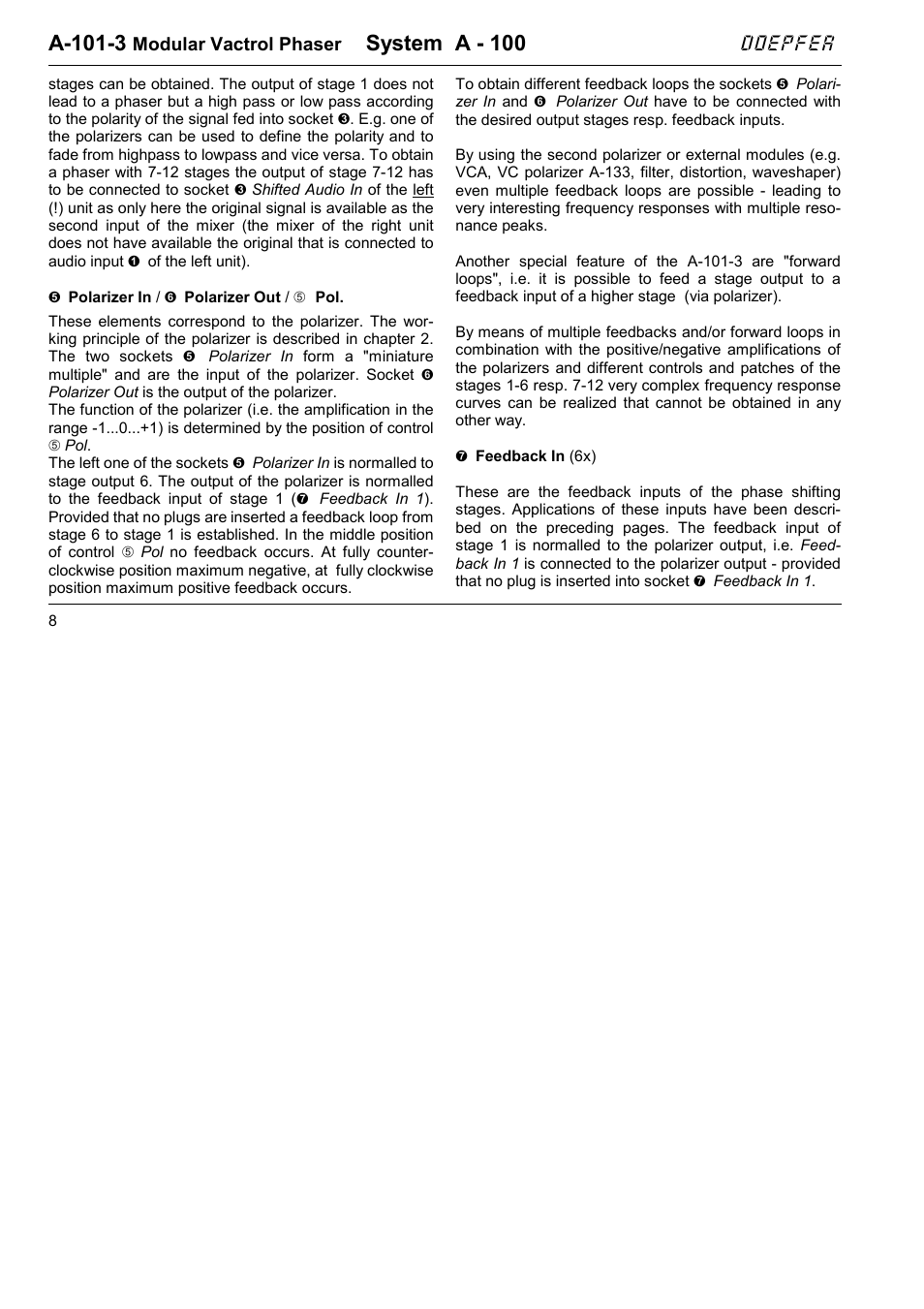 A-101-3, System a - 100, Doepfer | Doepfer A-101-3 Vactrol Modular Phase Filter User Manual | Page 8 / 10