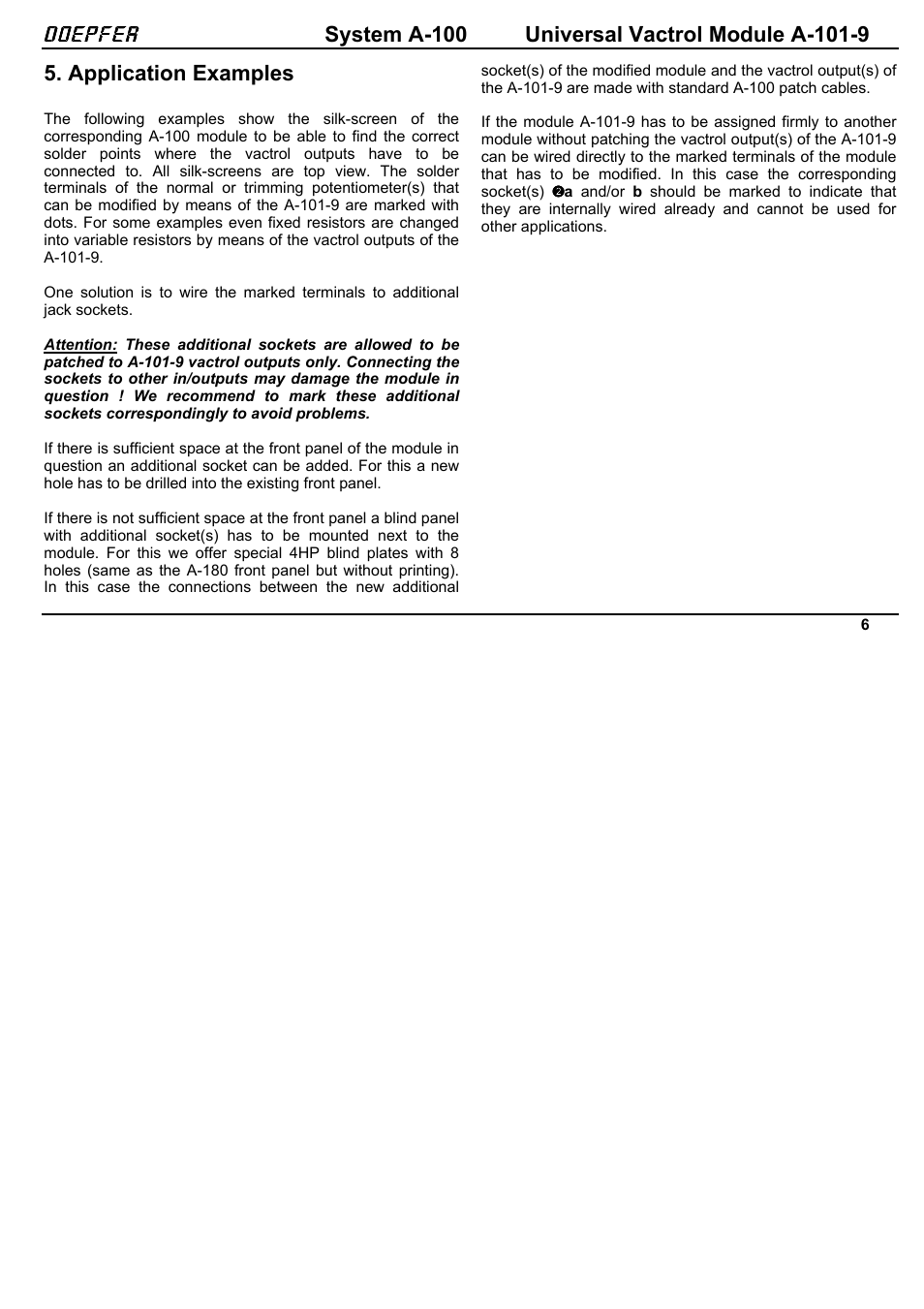 Doepfer, Application examples | Doepfer A-101-9 Universal Vactrol Module User Manual | Page 6 / 14