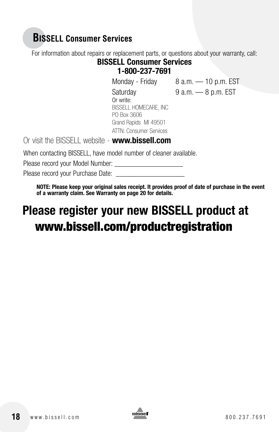 Bissell 16N5 User Manual | Page 18 / 20