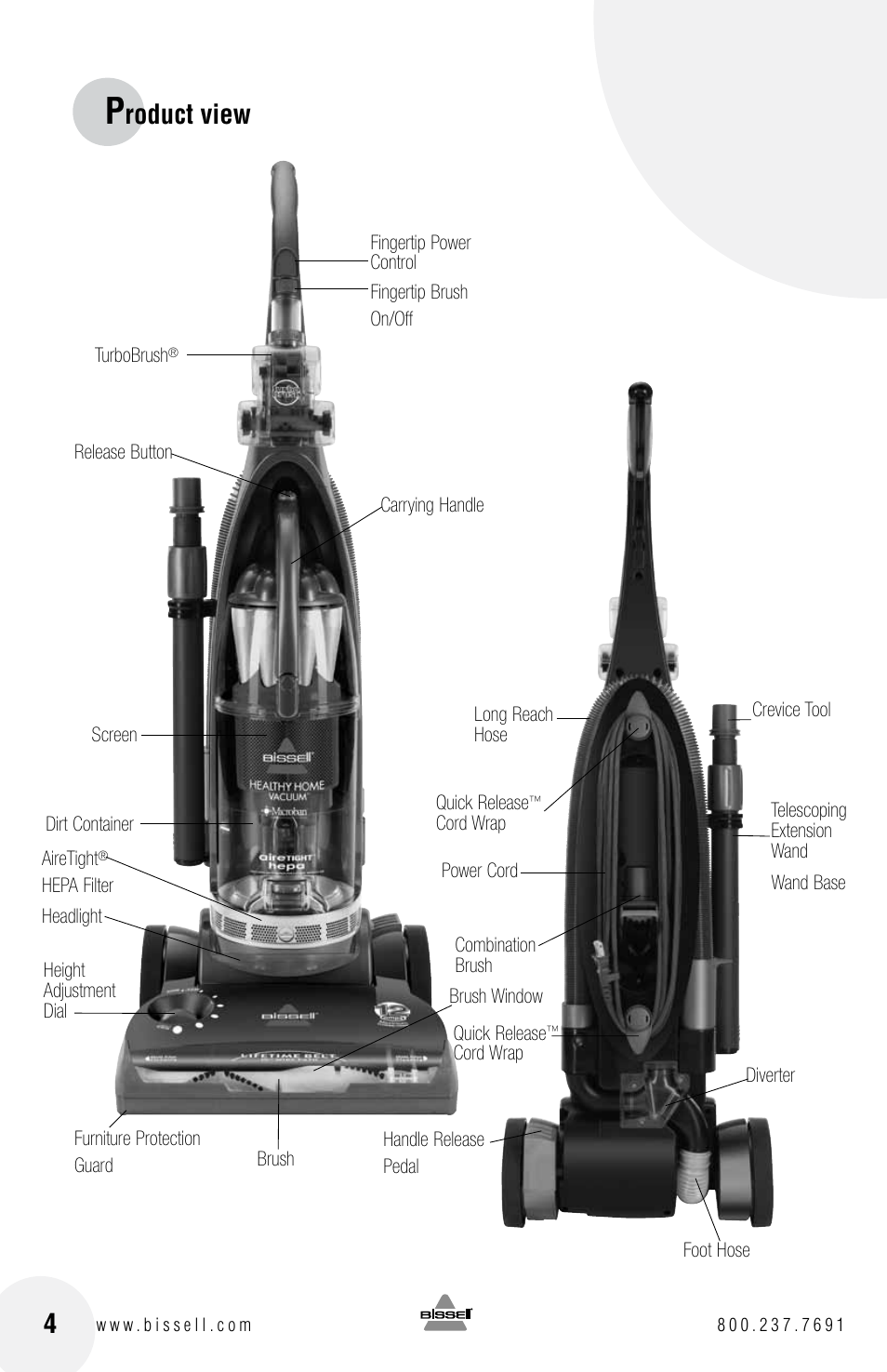 Roduct view | Bissell 16N5 User Manual | Page 4 / 20