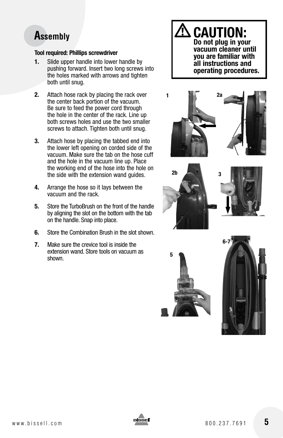 Caution, Ssembly | Bissell 16N5 User Manual | Page 5 / 20