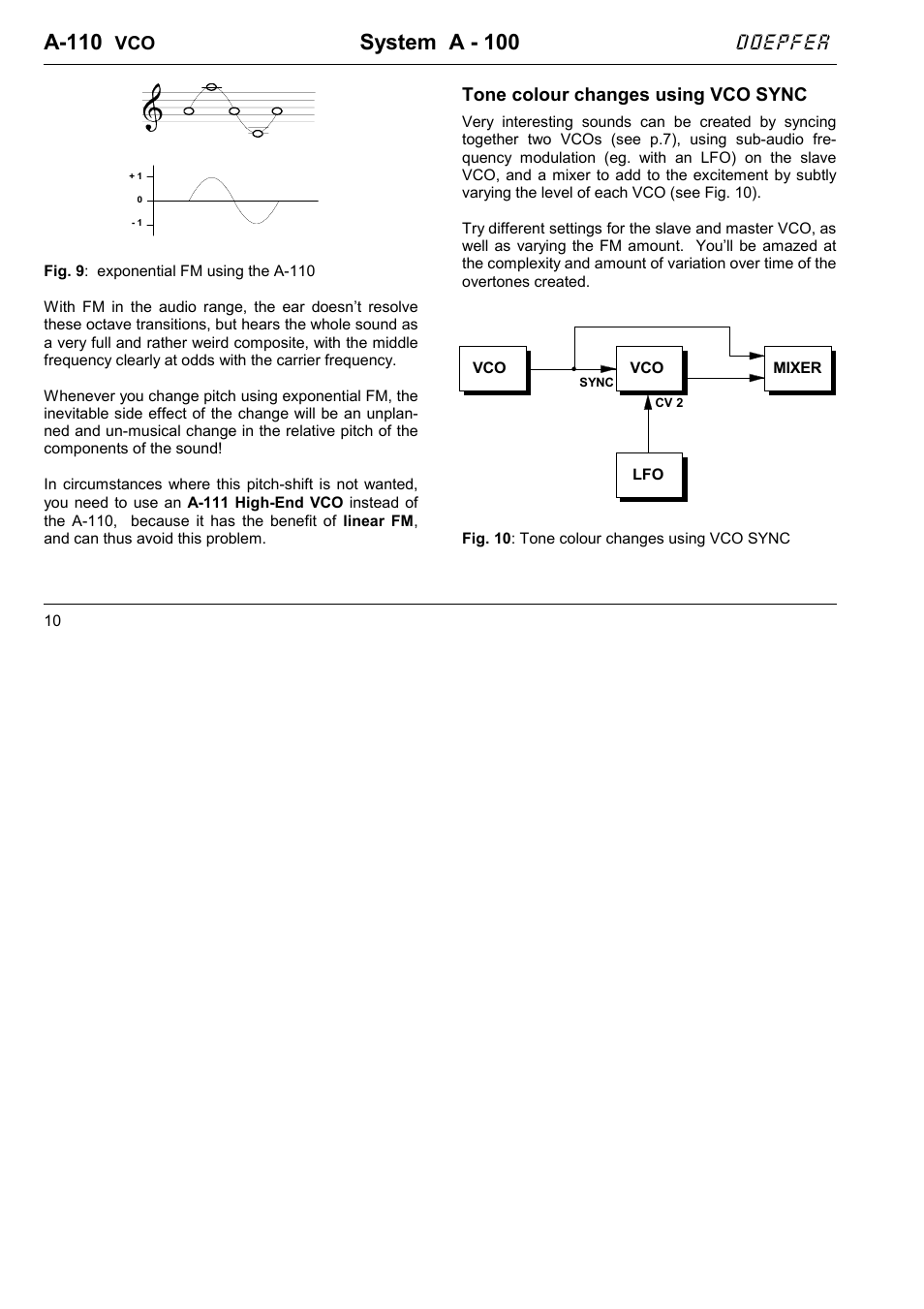 A-110, System a - 100, Doepfer | Tone colour changes using vco sync | Doepfer A-110 Standard VCO User Manual | Page 10 / 12