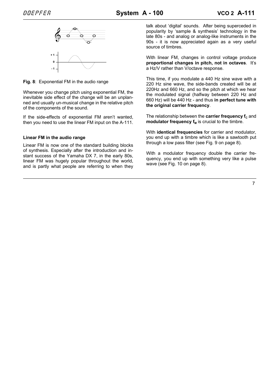 System a - 100, A-111, Doepfer | Vco 2 | Doepfer A-111-1 High End VCO User Manual | Page 7 / 14