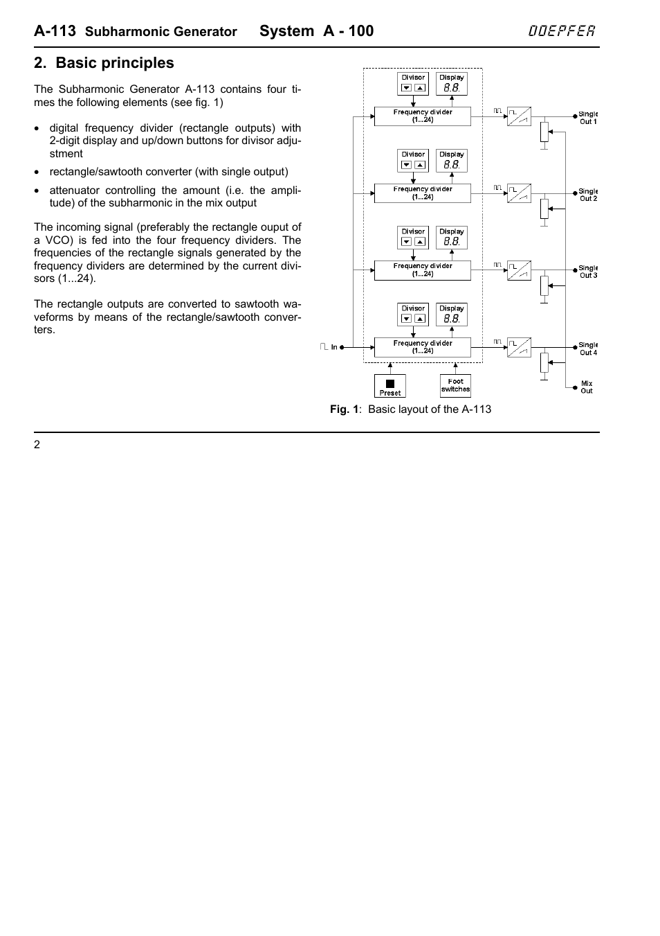 A-113, System a - 100, Basic principles | Doepfer A-113 Subharmonic Oscillator User Manual | Page 2 / 14