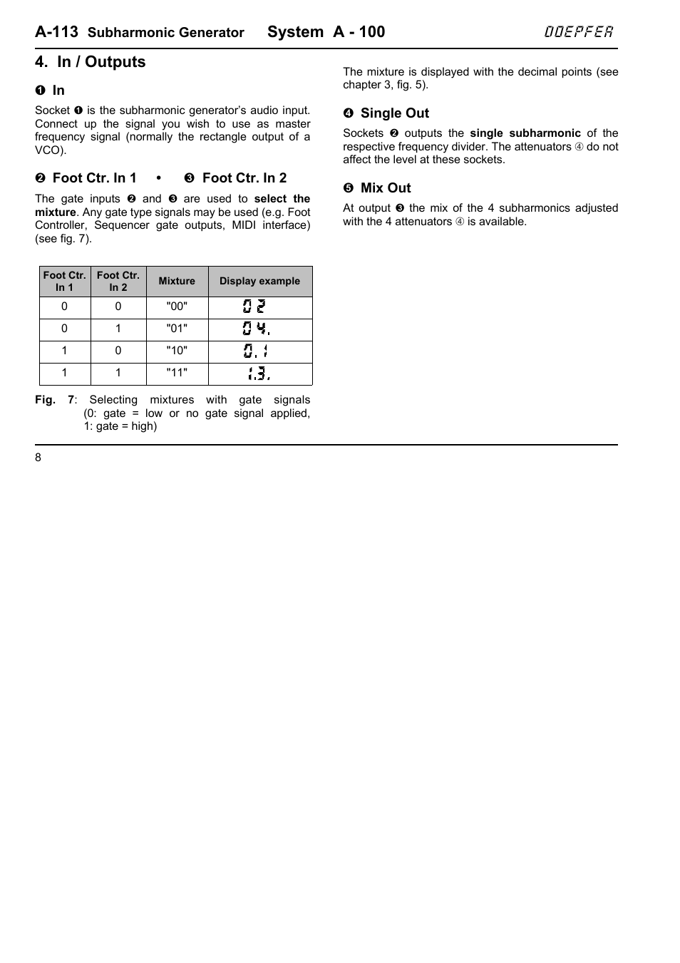A-113, System a - 100, Doepfer | Doepfer A-113 Subharmonic Oscillator User Manual | Page 8 / 14