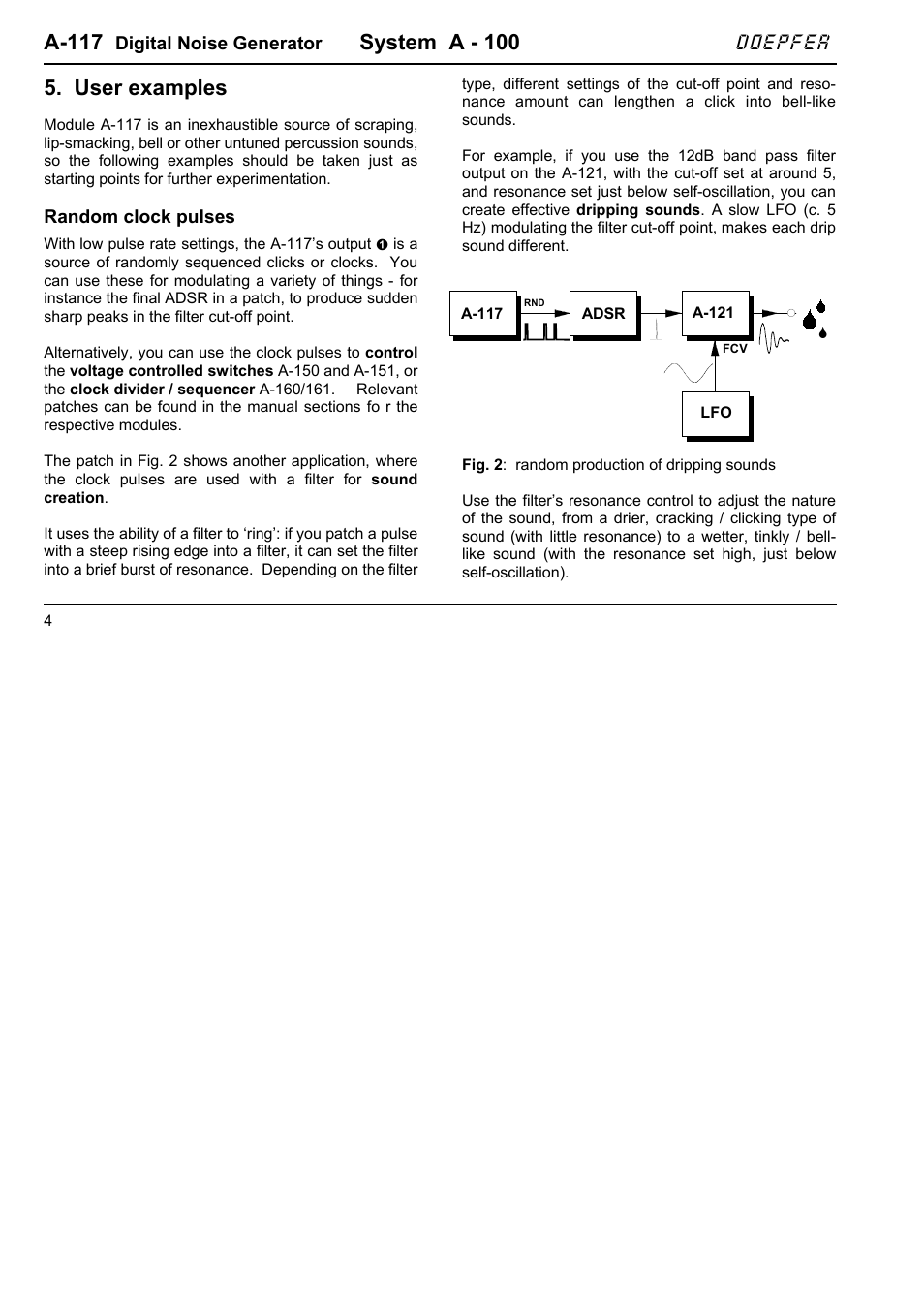 A-117, System a - 100, User examples | Doepfer | Doepfer A-117 Digital Noise / 808 Source User Manual | Page 4 / 8