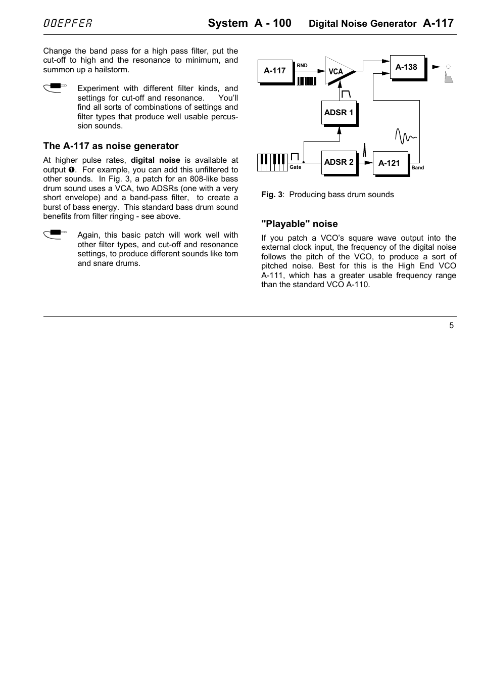 System a - 100, A-117, Doepfer | Doepfer A-117 Digital Noise / 808 Source User Manual | Page 5 / 8