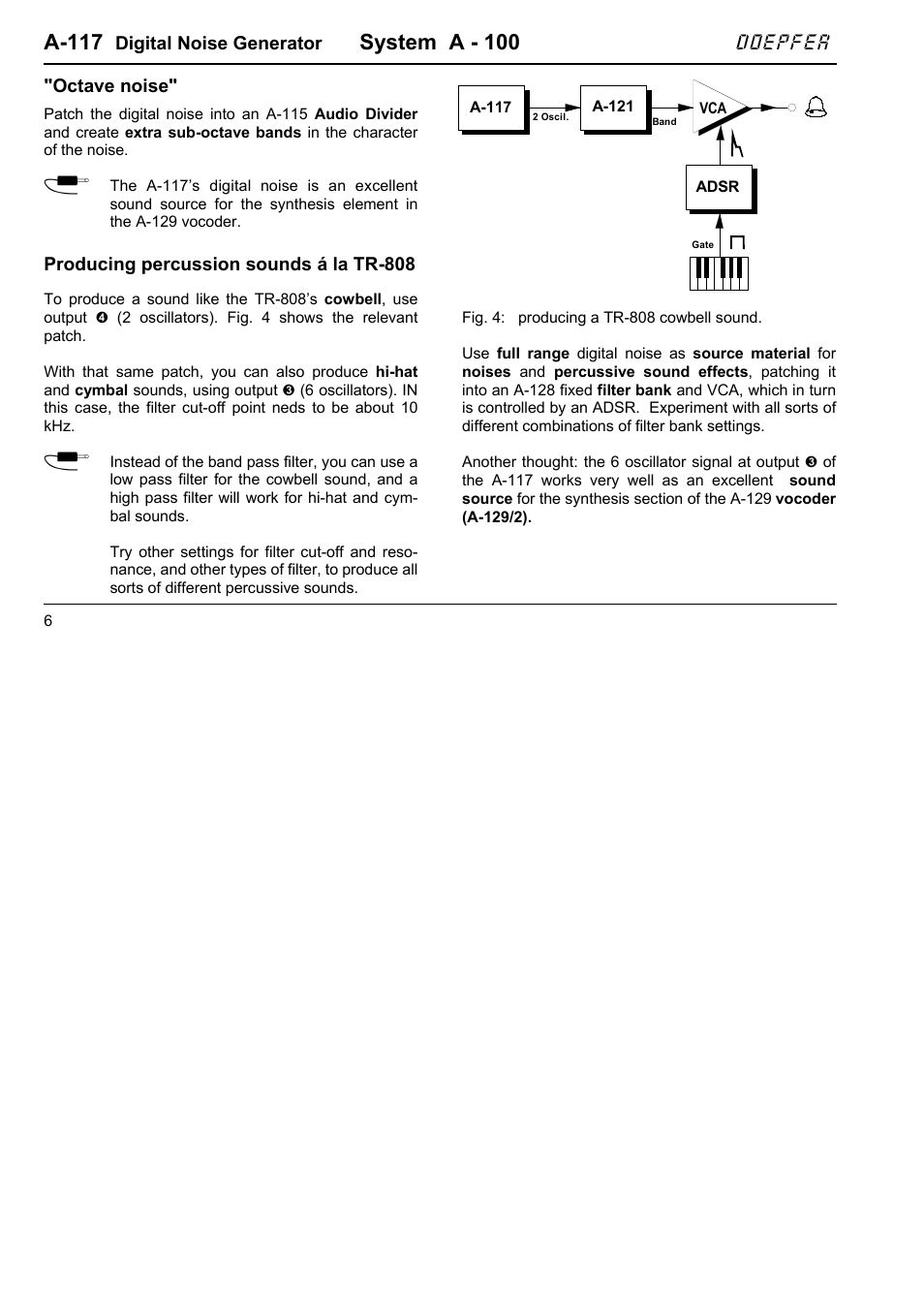 A-117, System a - 100, Doepfer | Doepfer A-117 Digital Noise / 808 Source User Manual | Page 6 / 8