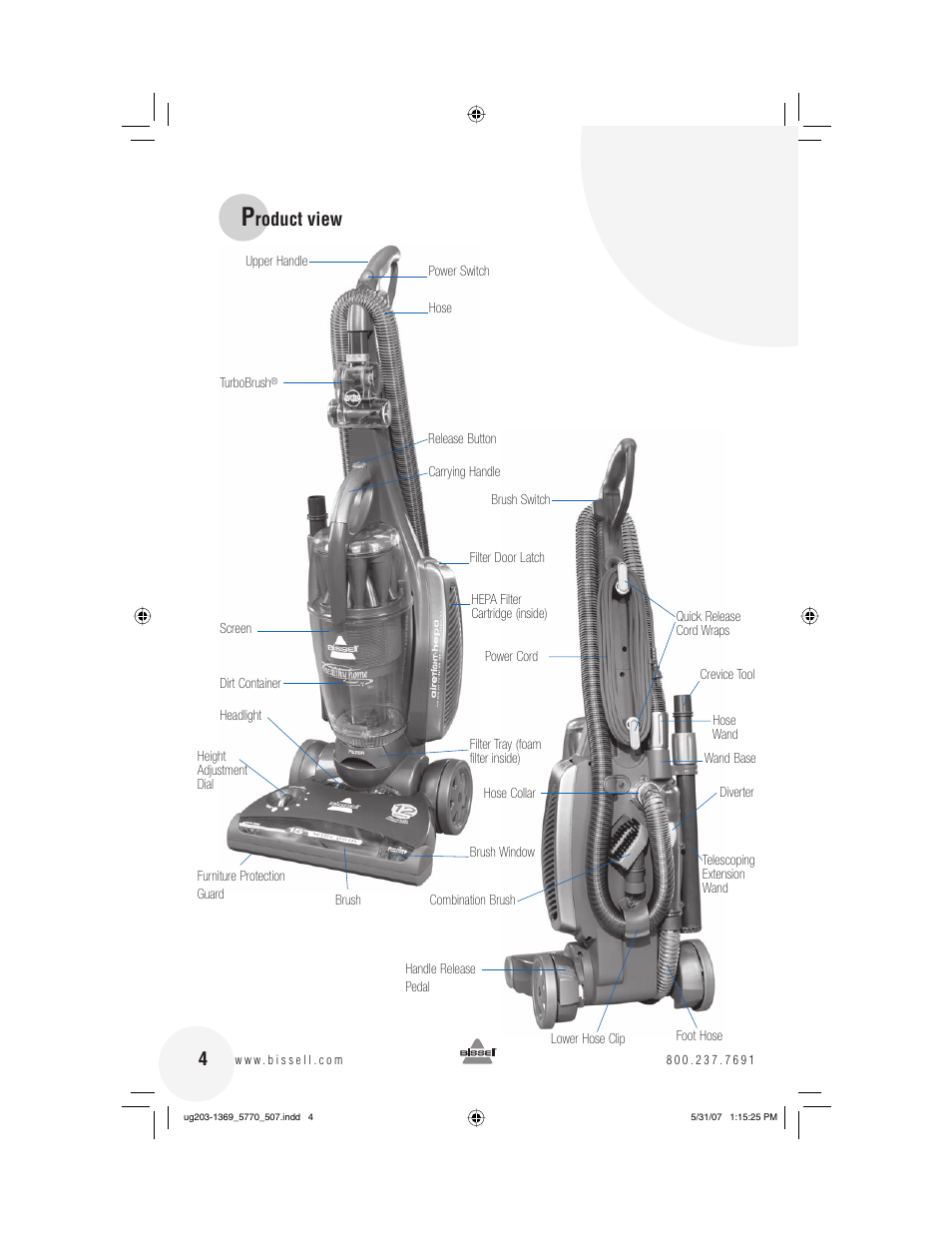 Roduct view | Bissell 6405  EN User Manual | Page 4 / 20