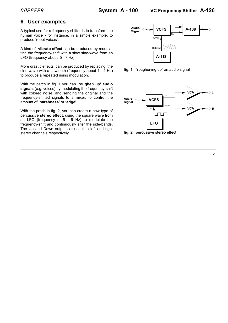 System a - 100, A-126, User examples | Doepfer, Vc frequency shifter | Doepfer A-126 VC Frequency Shifter (no longer available) User Manual | Page 5 / 8