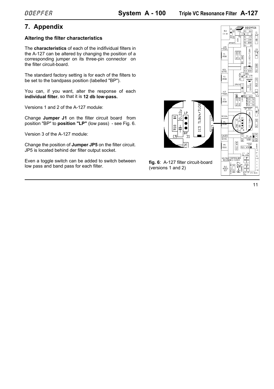 System a - 100, A-127, Appendix | Doepfer A-127 Triple VC Resonance Filter User Manual | Page 11 / 12