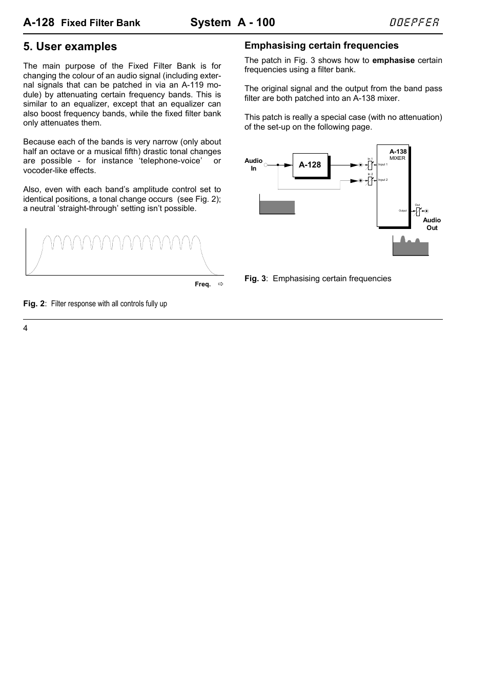 A-128, System a - 100, User examples | Doepfer, Fixed filter bank, Emphasising certain frequencies | Doepfer A-128 Fixed Filter Bank User Manual | Page 4 / 6