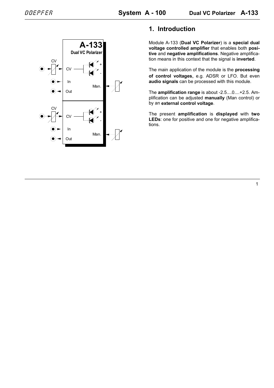 Doepfer A-133 Dual Polarizer User Manual | 4 pages