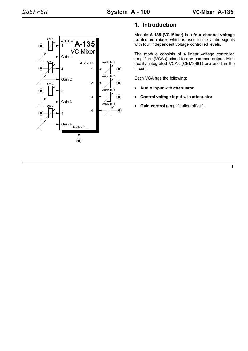 Doepfer A-135 VC Mixer User Manual | 6 pages