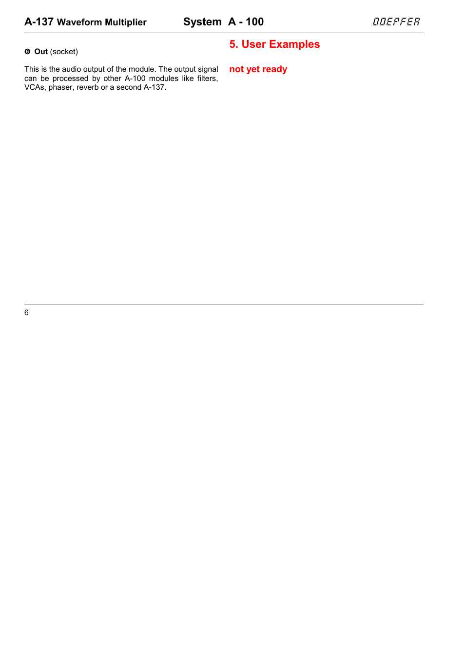 Doepfer A-137-1 Wave Multiplier User Manual | Page 6 / 6