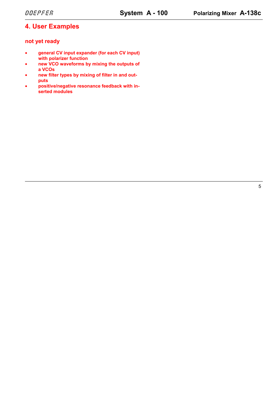 System a - 100, A-138c, User examples | Doepfer | Doepfer A-138 c Polarizing Mixer User Manual | Page 5 / 6