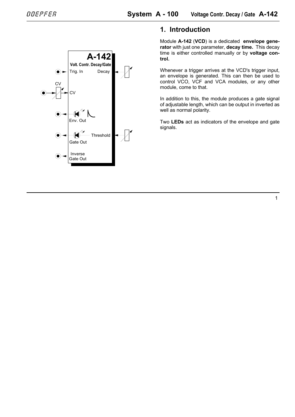 Doepfer A-142 VC Decay/Gate User Manual | 8 pages
