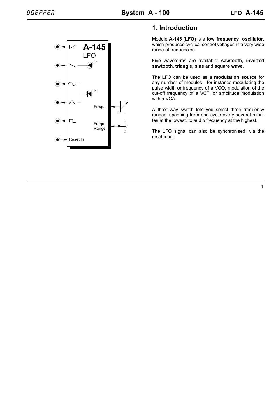 Doepfer A-145 LFO 1 User Manual | 6 pages