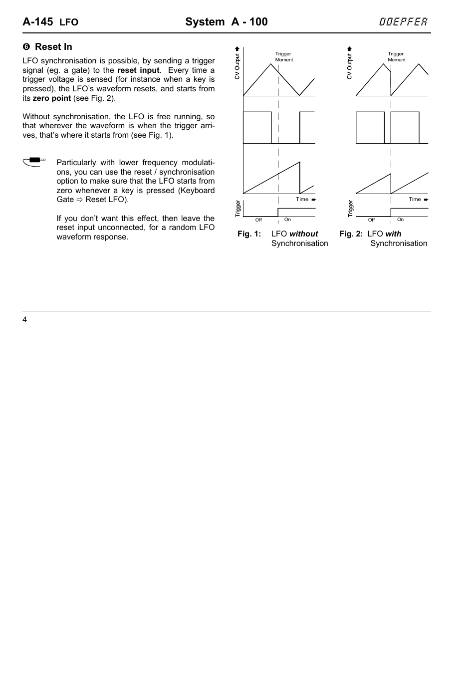 A-145, System a - 100, Doepfer | Reset in | Doepfer A-145 LFO 1 User Manual | Page 4 / 6