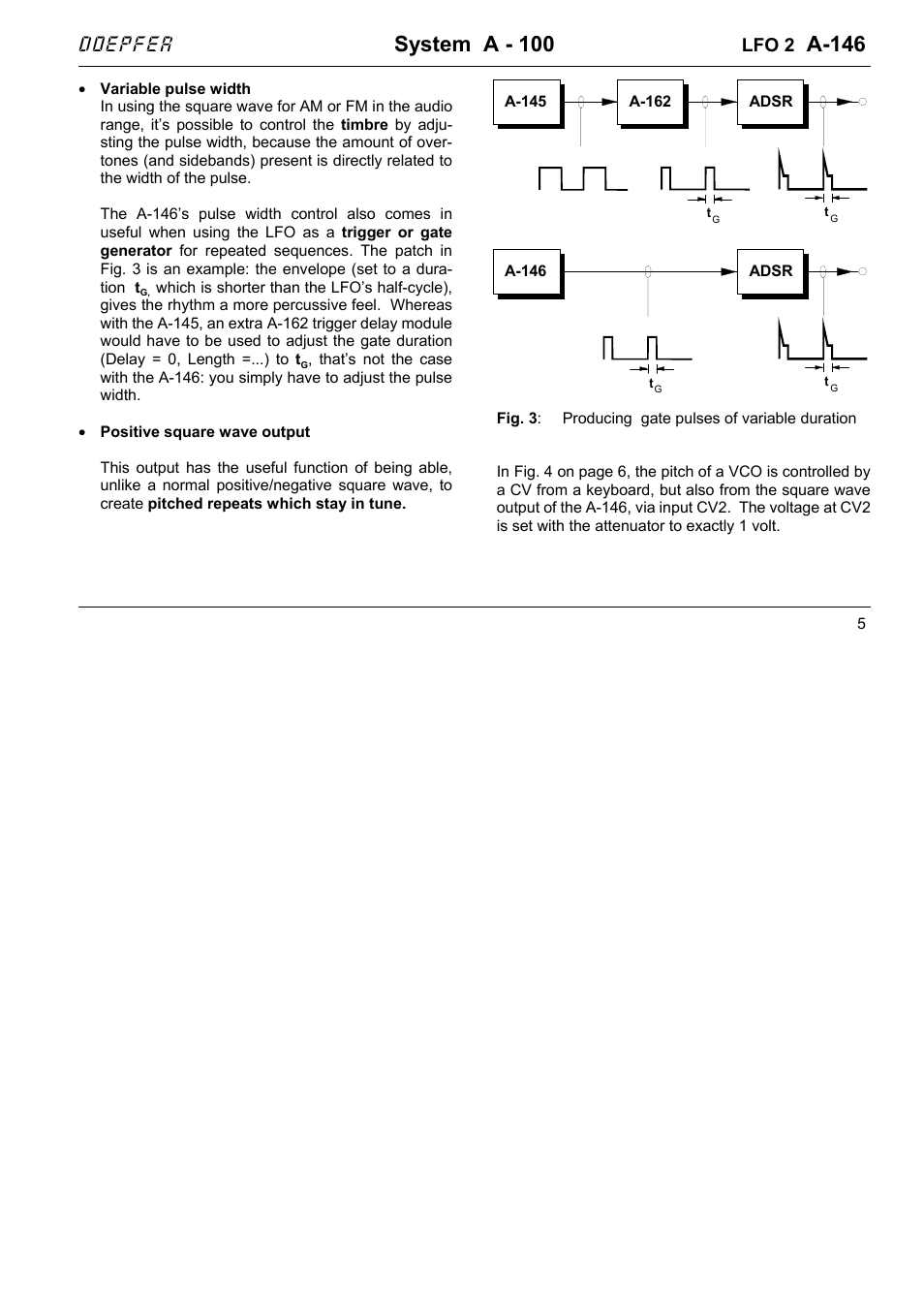 System a - 100, A-146, Doepfer | Lfo 2 | Doepfer A-146 LFO 2 (variable Waveform) User Manual | Page 5 / 8