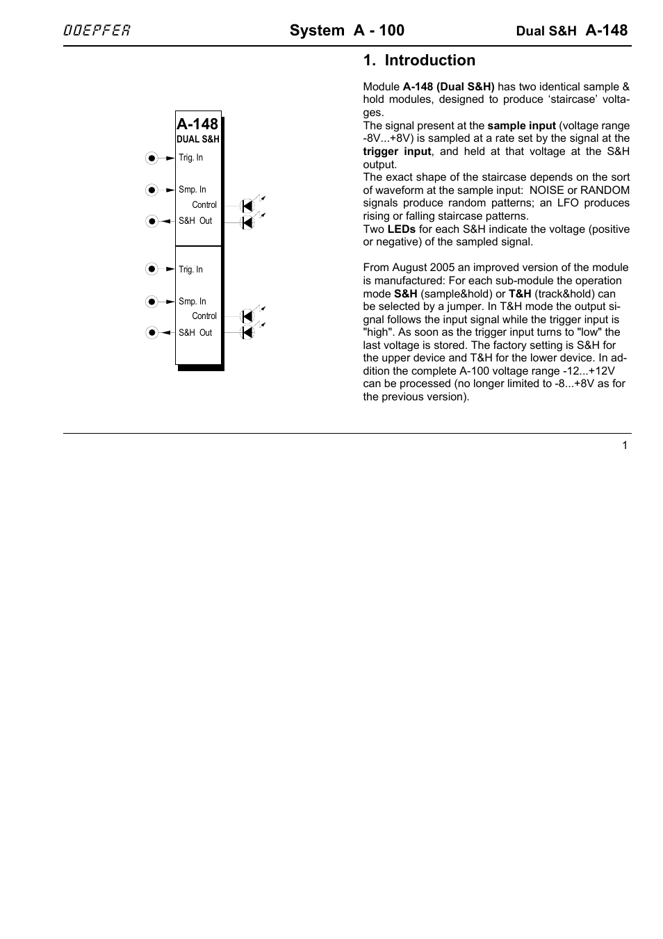 Doepfer A-148 Dual Sample&Hold User Manual | 6 pages