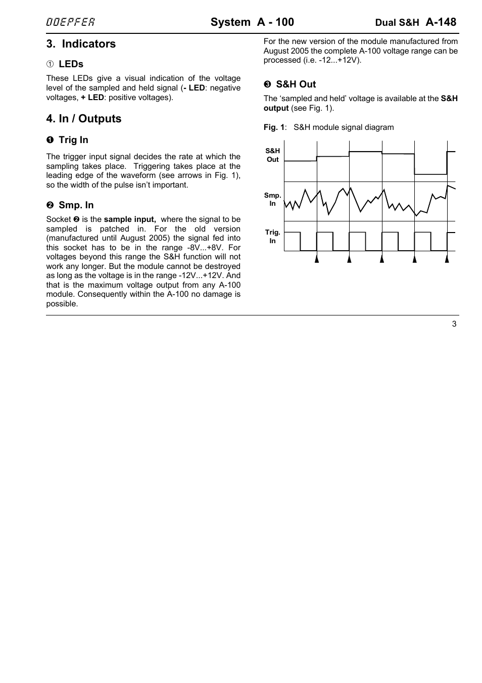 System a - 100, A-148, Indicators | Doepfer | Doepfer A-148 Dual Sample&Hold User Manual | Page 3 / 6