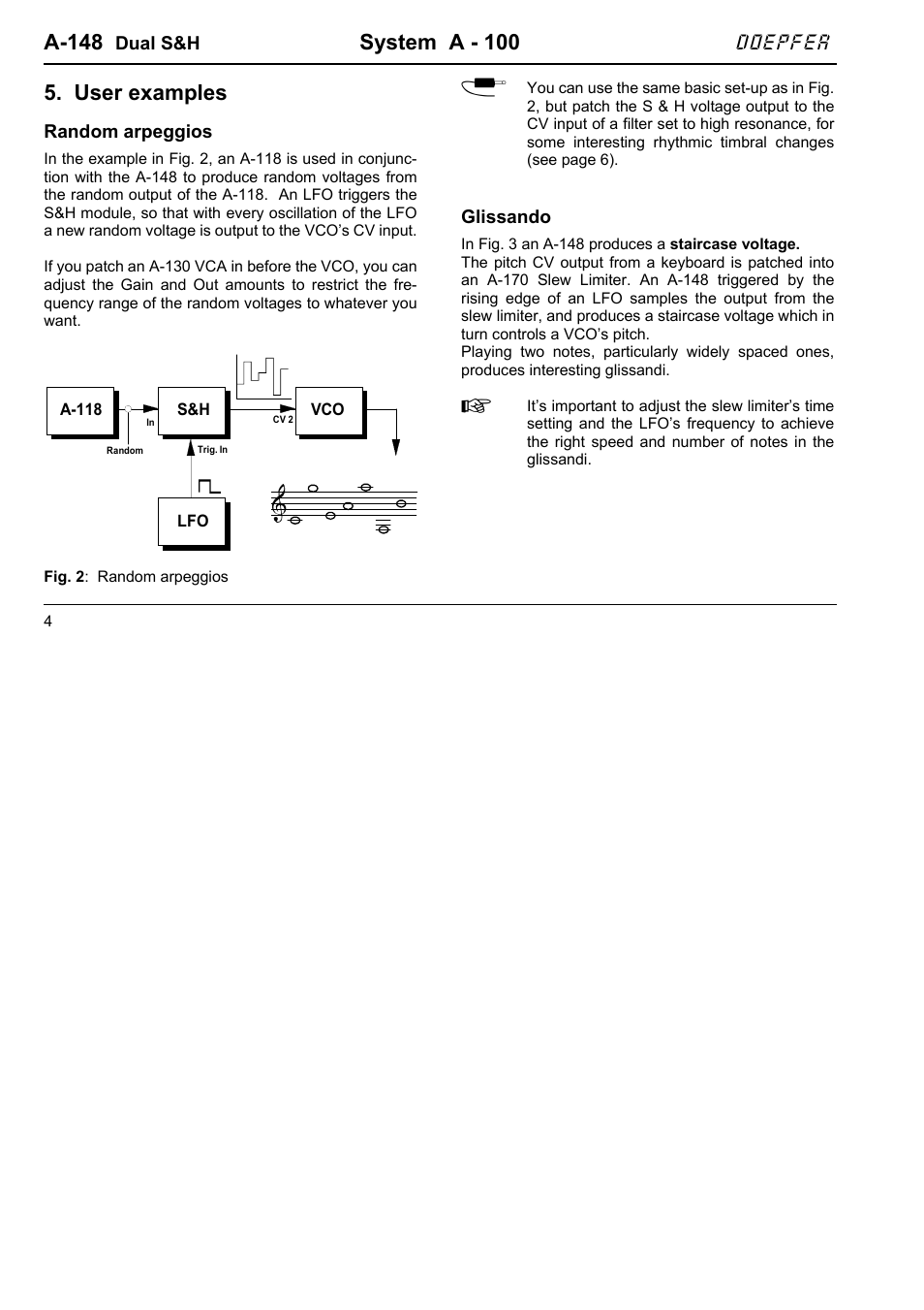 A-148, System a - 100, User examples | Doepfer | Doepfer A-148 Dual Sample&Hold User Manual | Page 4 / 6