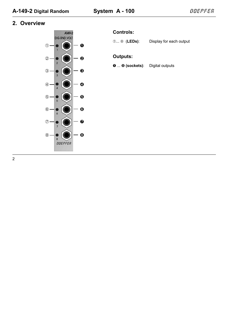A-149-2, System a - 100, Overview | Doepfer A-149-2 Digital Random Voltages User Manual | Page 2 / 4