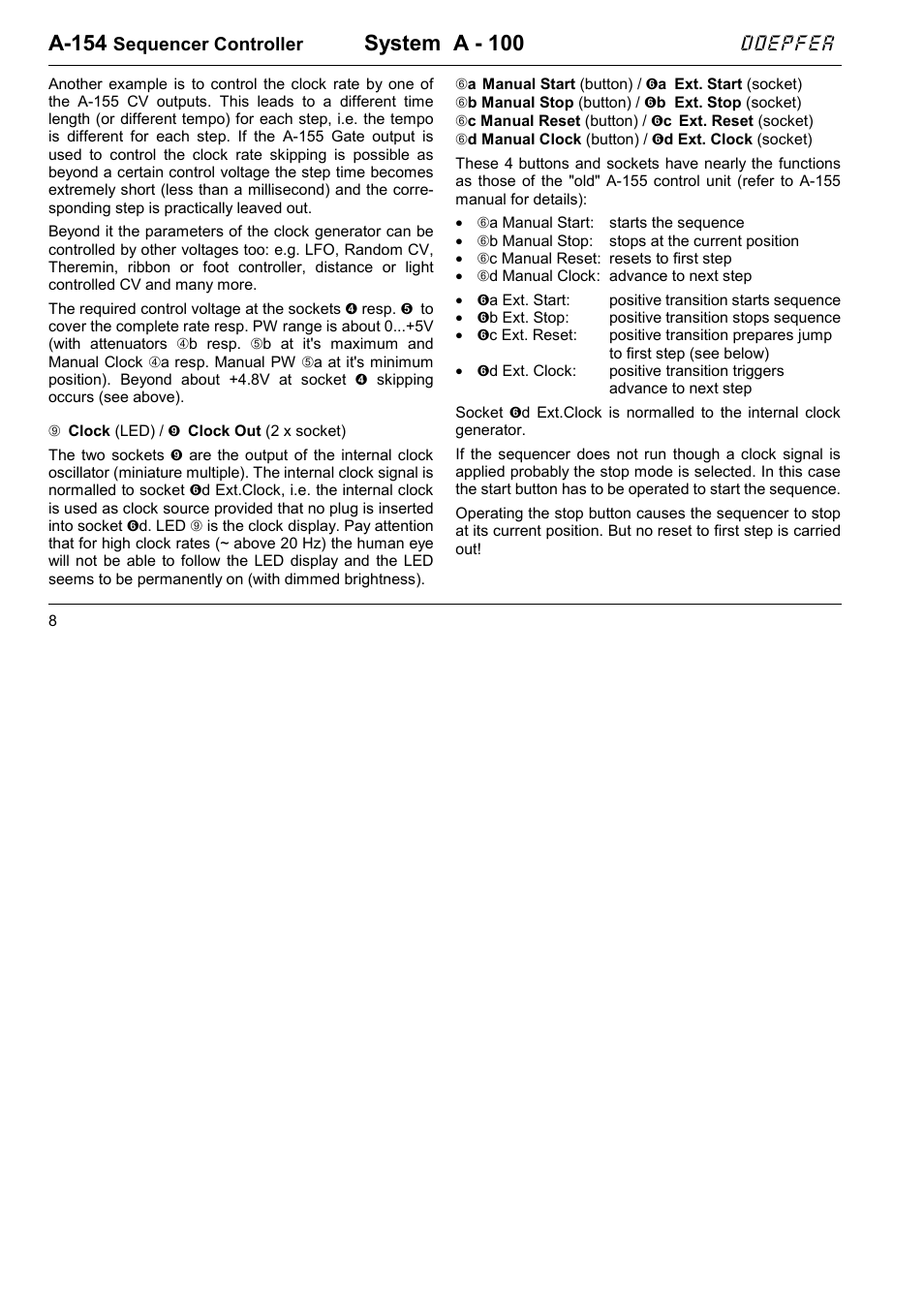 A-154, System a - 100, Doepfer | Doepfer A-154 Sequencer Controller User Manual | Page 8 / 16
