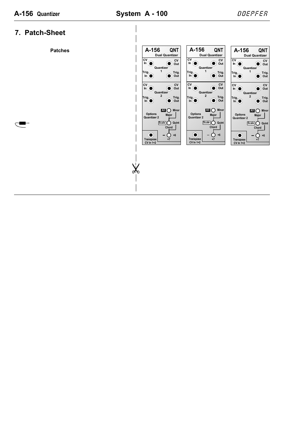 A-156, System a - 100, Patch-sheet | Doepfer, Quantizer | Doepfer A-156 Quantizer User Manual | Page 12 / 12