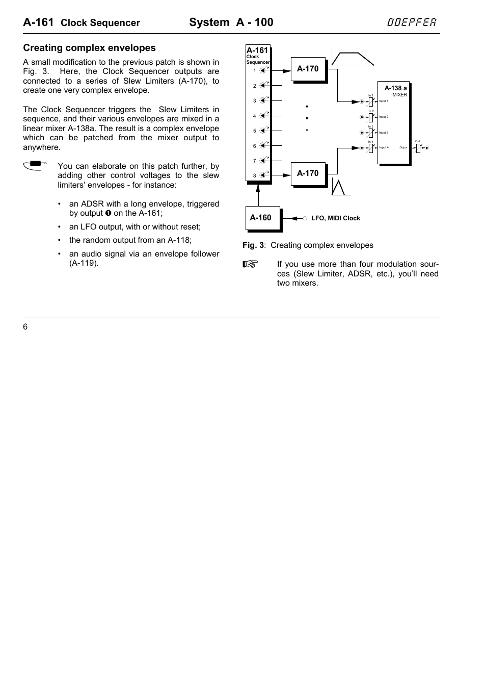 A-161, System a - 100, Doepfer | Clock sequencer, Creating complex envelopes | Doepfer A-161 Clock Sequencer User Manual | Page 6 / 10