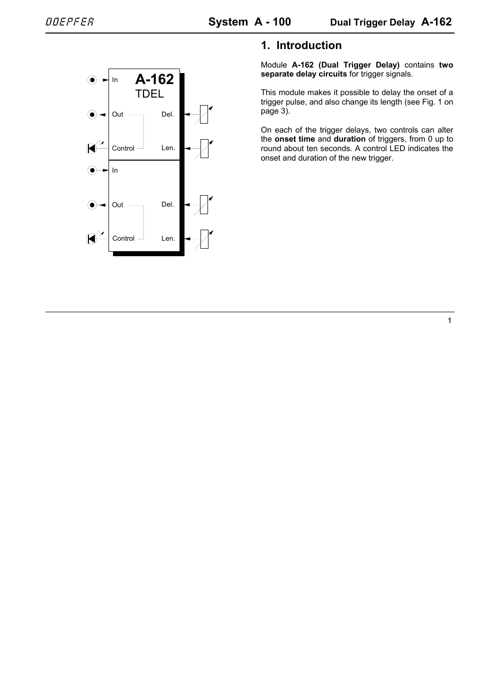 Doepfer A-162 Dual Trigger Delay User Manual | 6 pages