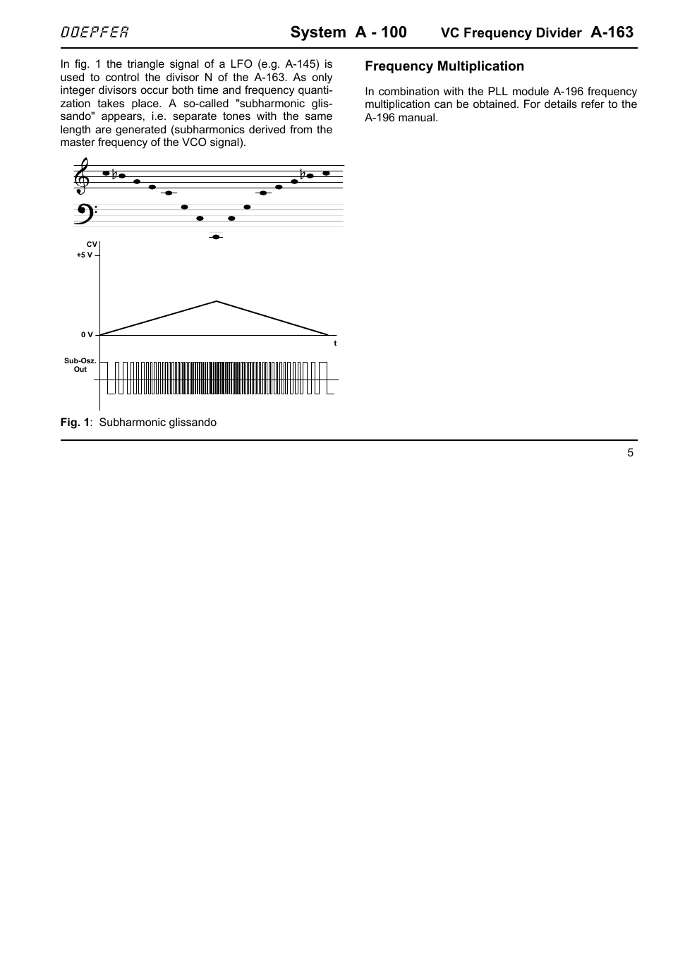 System a - 100, A-163, Doepfer | Vc frequency divider, Frequency multiplication | Doepfer A-163 Voltage Controlled Divider User Manual | Page 5 / 6