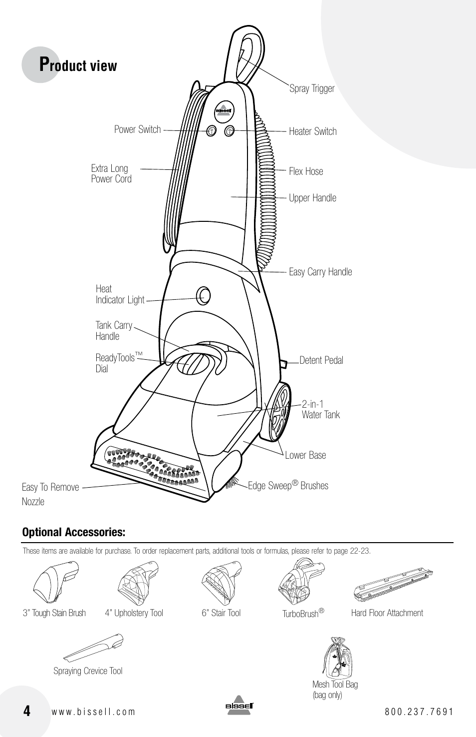 Roduct view | Bissell PROHEAT2X 8960 User Manual | Page 4 / 24