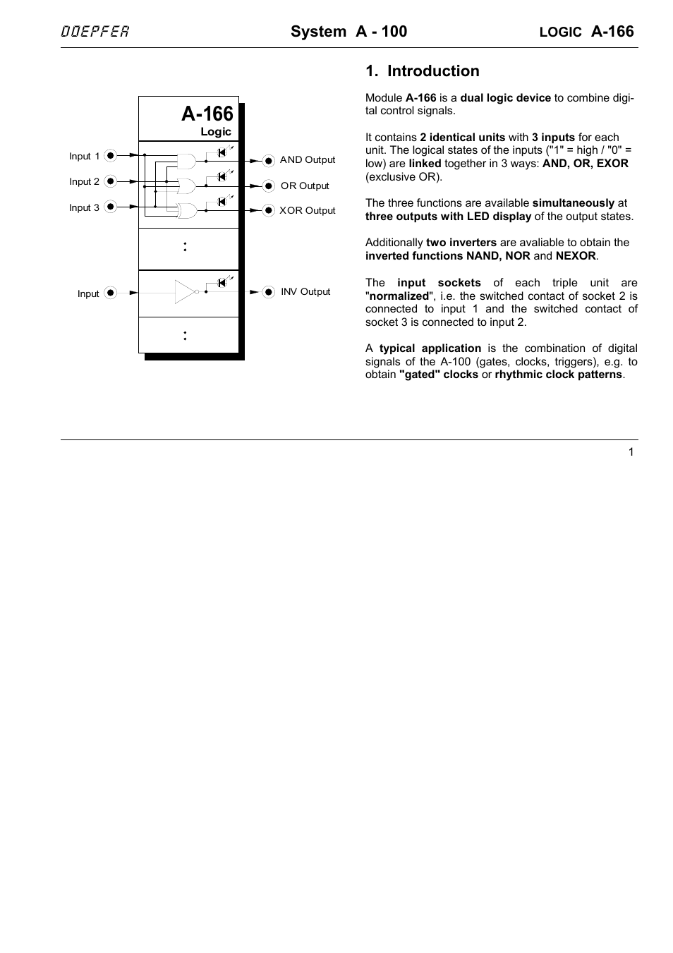 Doepfer A-166 Logic Module User Manual | 6 pages